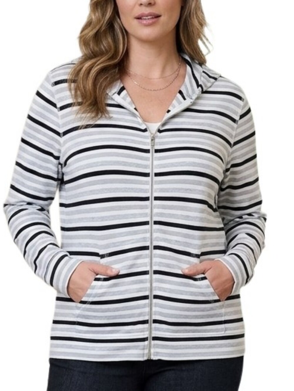 Elliott Lauren Striped Full-Zip Hoodie Jacket XL